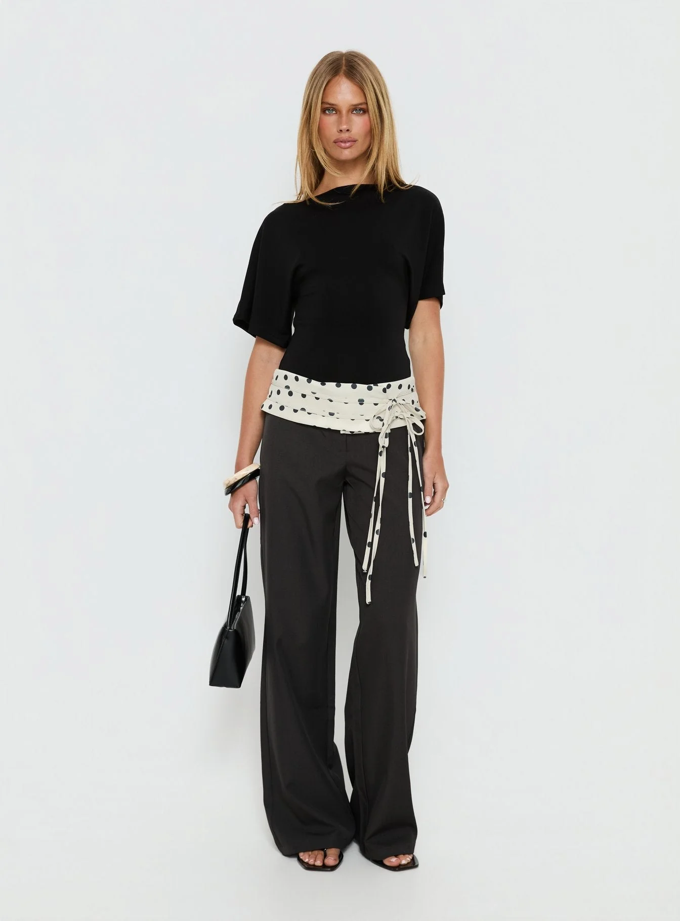 Seneca Wrap Trousers Charcoal Polka Dot - Image 3