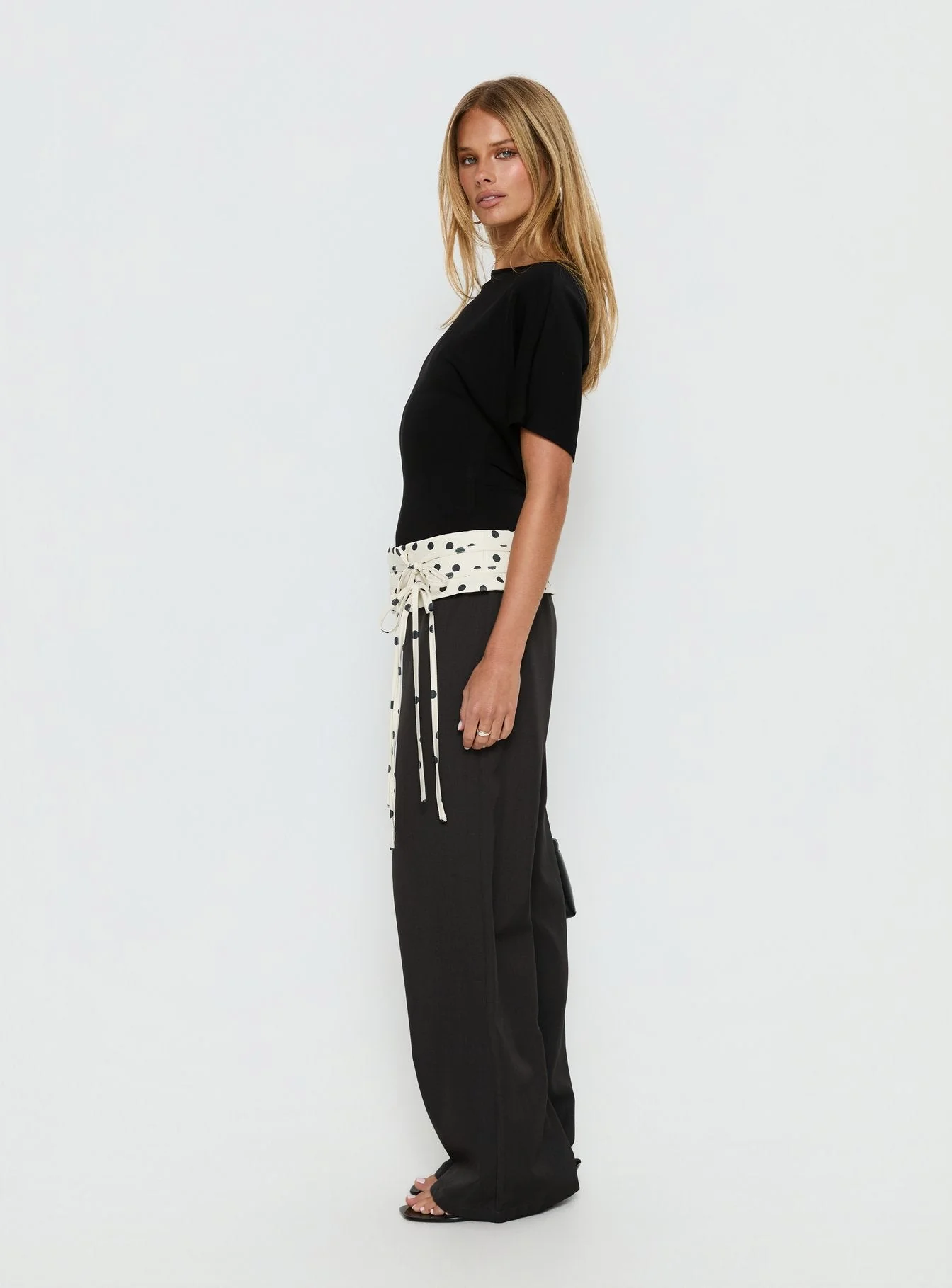Seneca Wrap Trousers Charcoal Polka Dot - Image 4