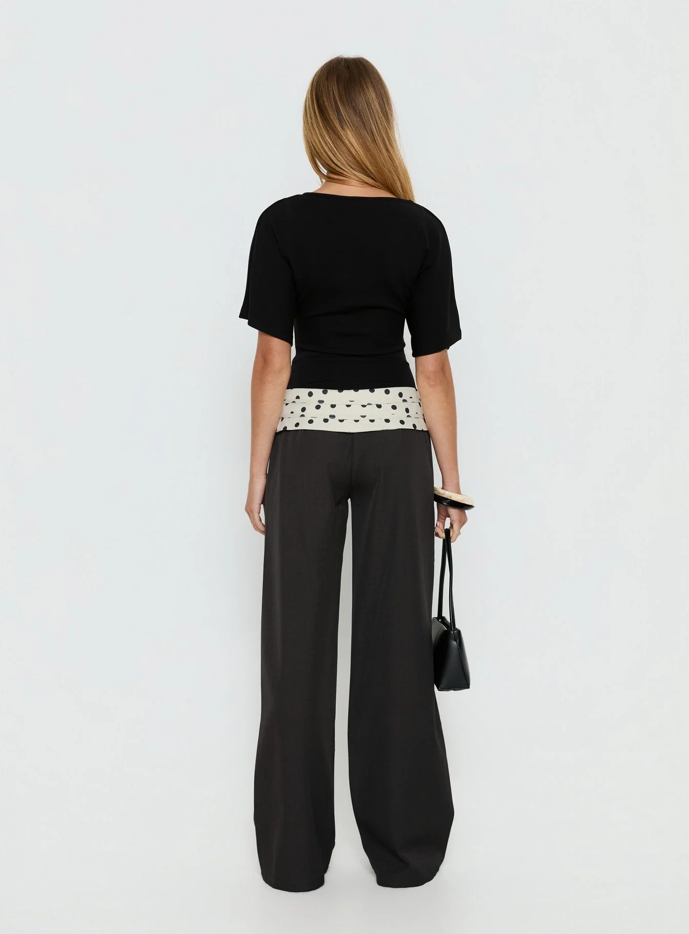 Seneca Wrap Trousers Charcoal Polka Dot - Image 5