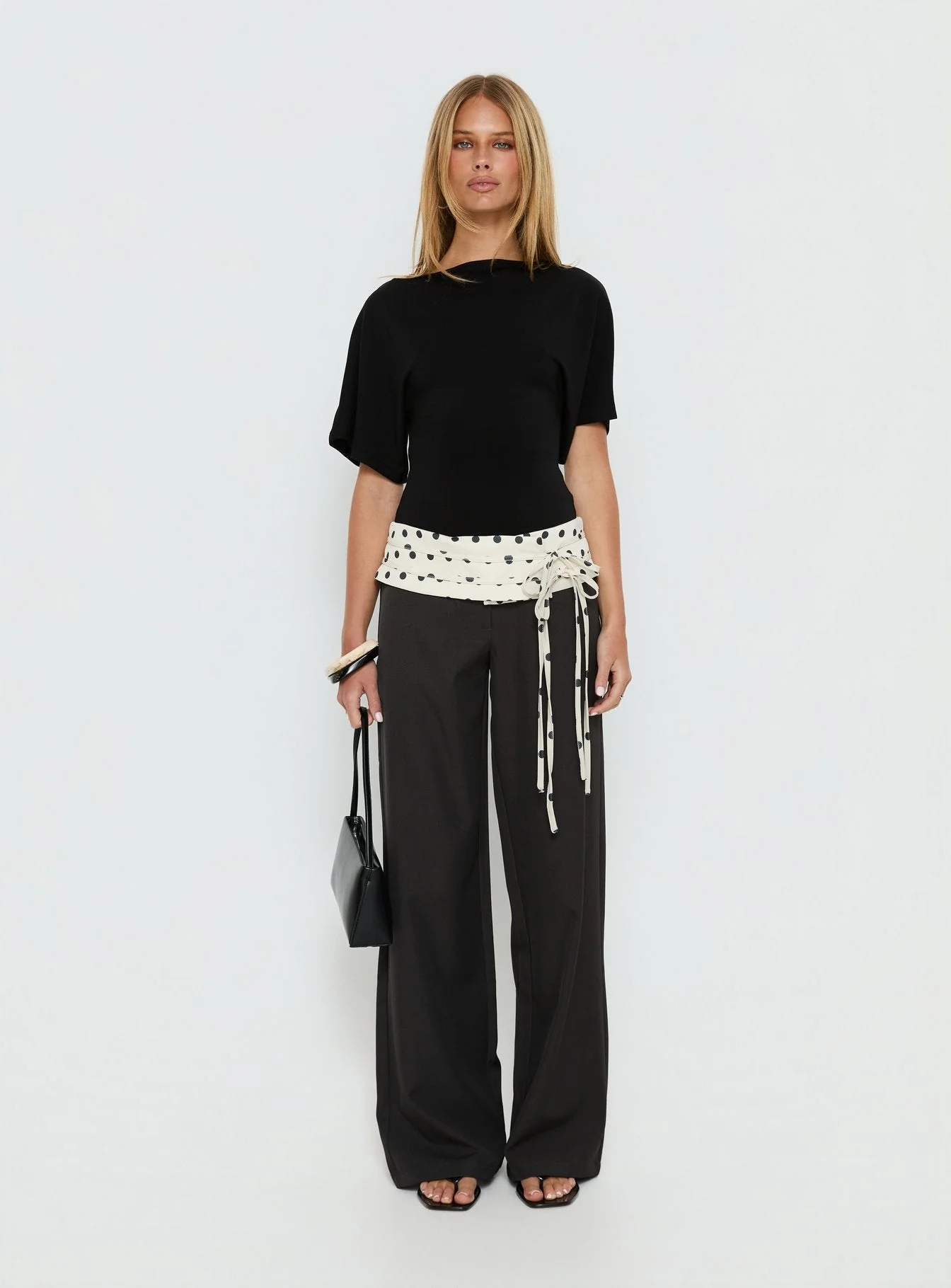 Seneca Wrap Trousers Charcoal Polka Dot - Image 7