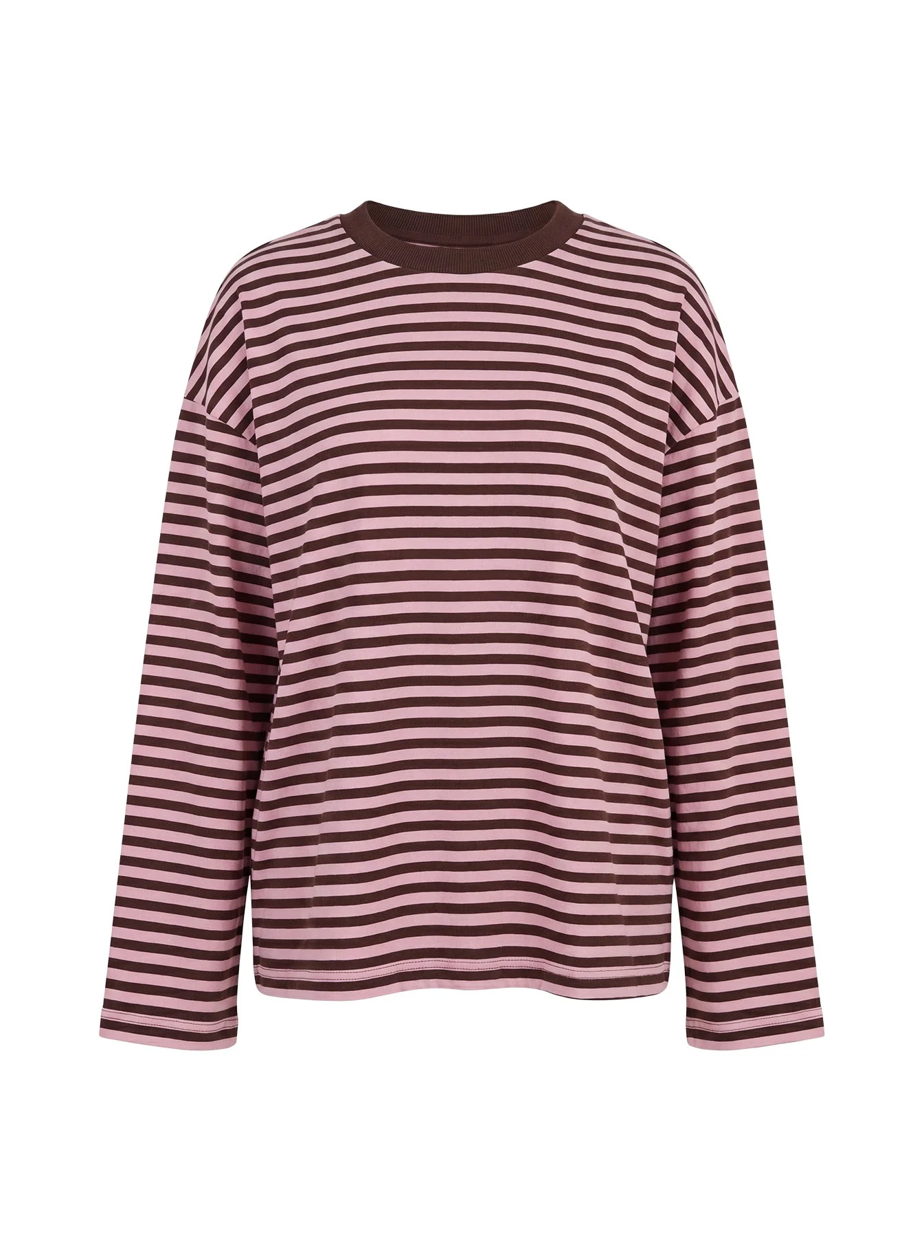 Settle Down Long Sleeve Top Pink / Brown Stripe - Image 11