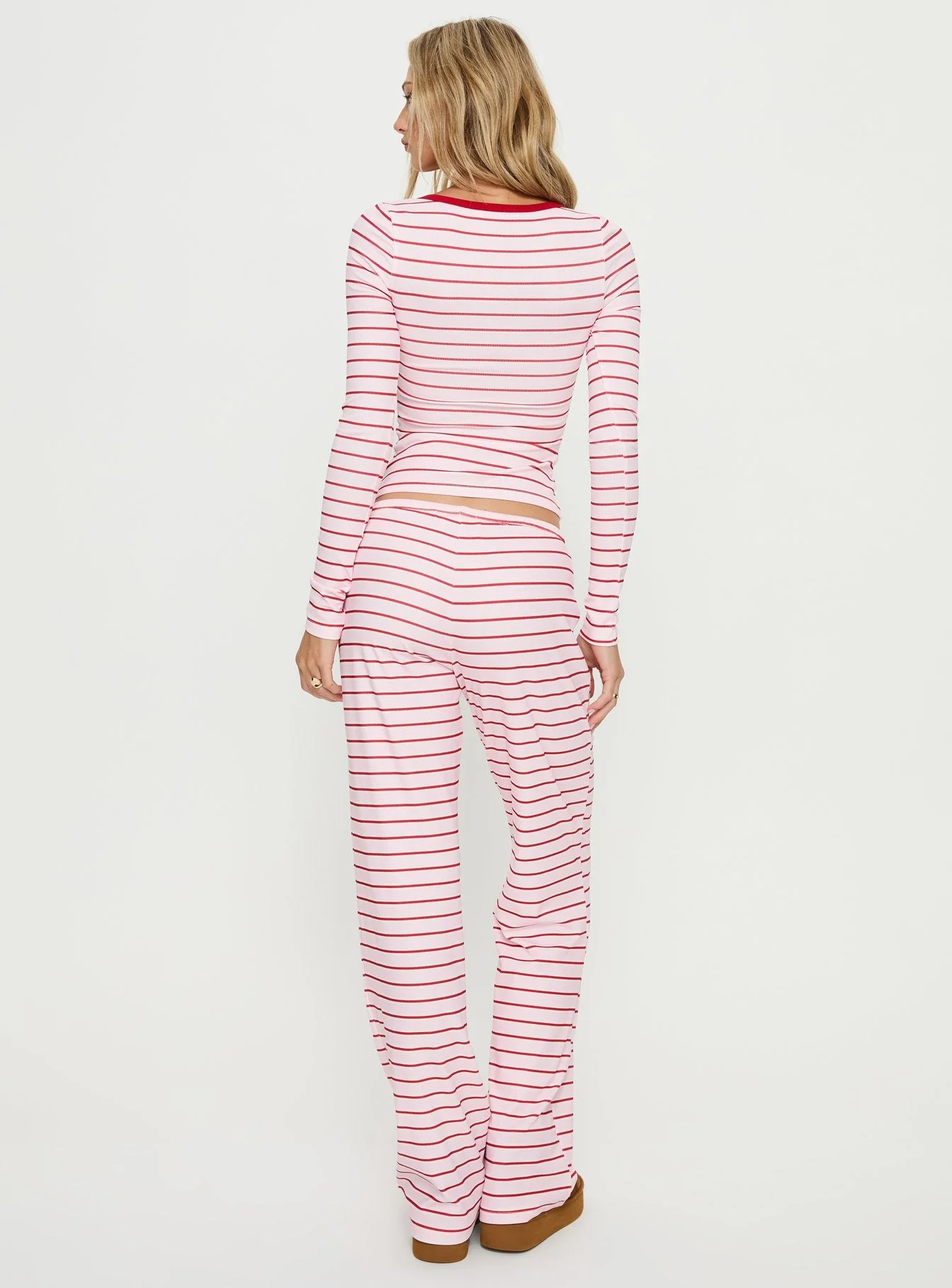 Slumber Party Sleep Rib Trousers Pink Stripe - Image 5