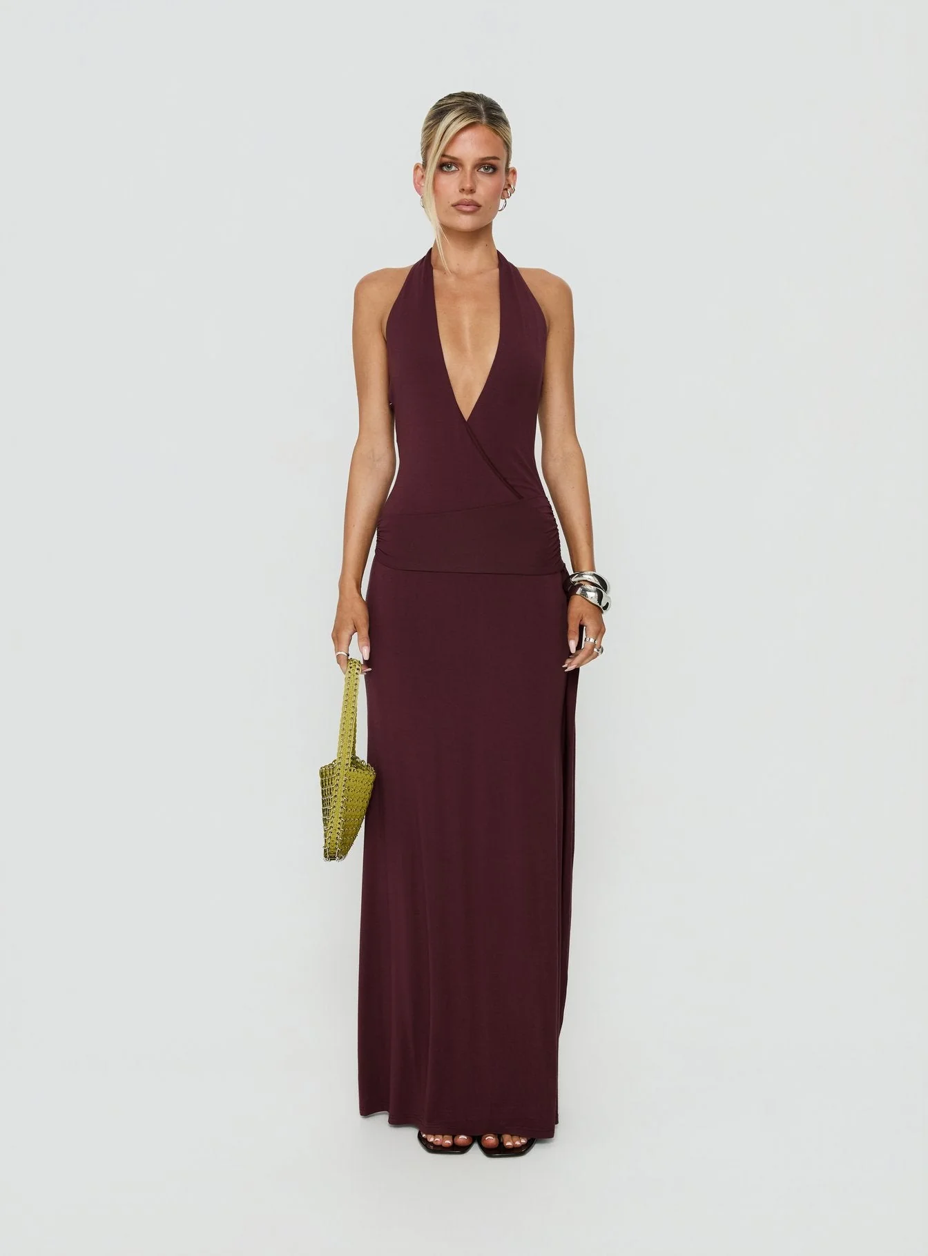 So Major Draped A-Line Maxi Dress Plum - Image 6