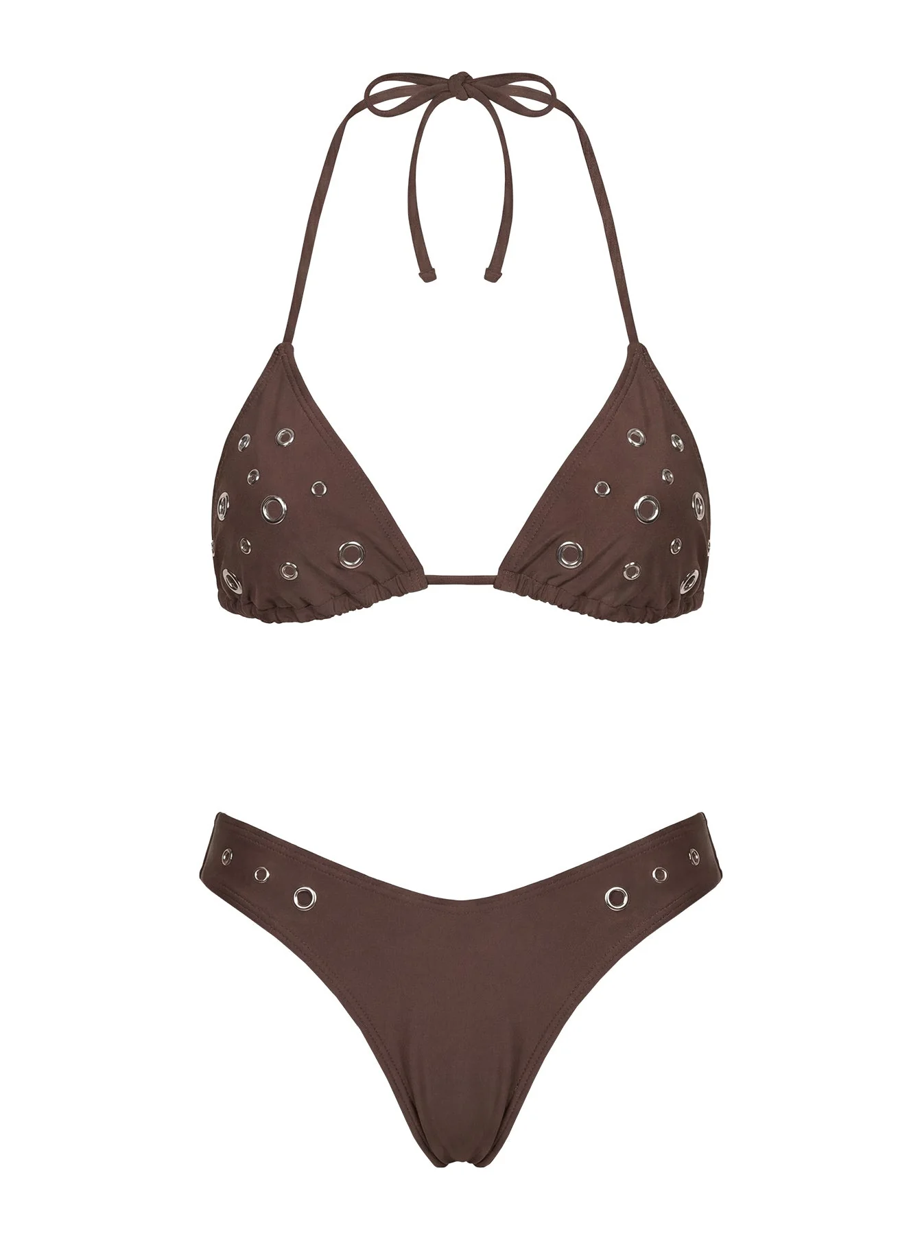 Soft Summer Eyelet Detail Bikini Bottoms Brown - Image 5
