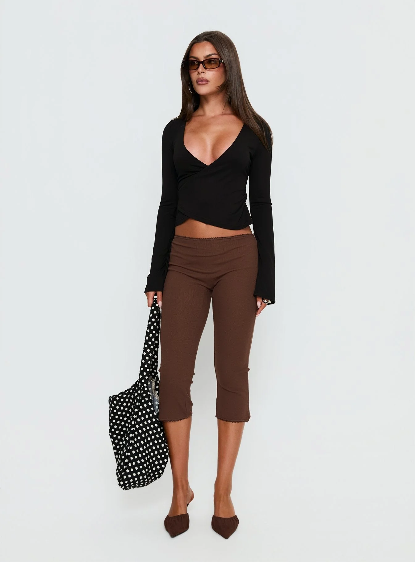 Stefanee Long Sleeve Wrap Top Black - Image 3