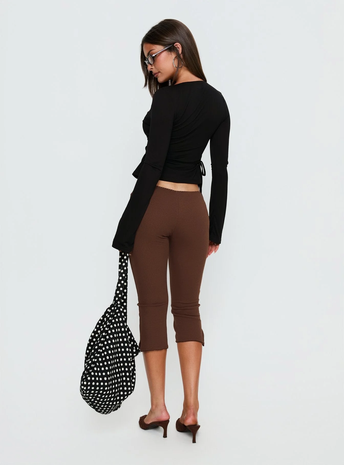 Stefanee Long Sleeve Wrap Top Black - Image 5