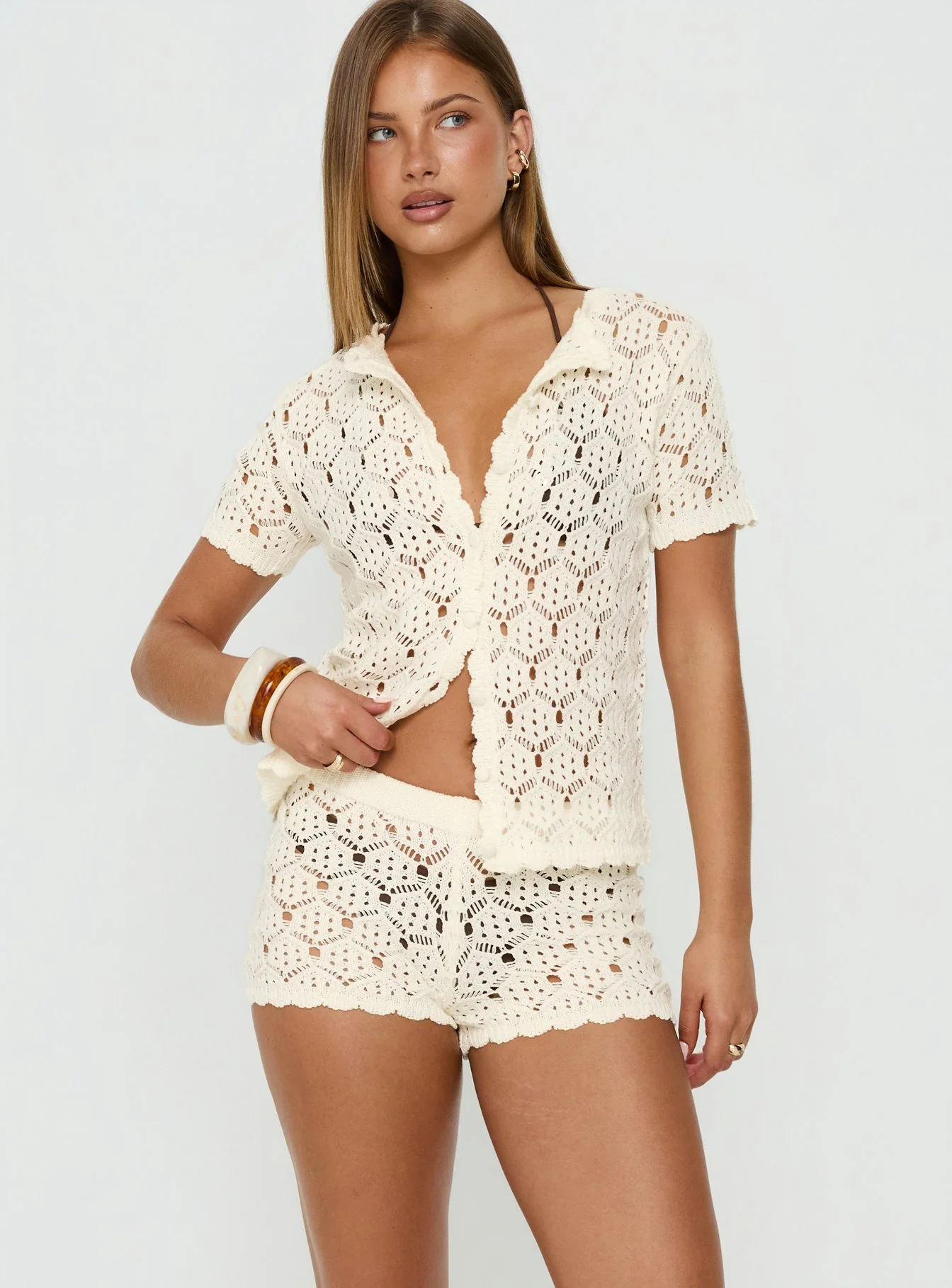 Sun Still Shines Crochet Co-ord Cream - Image 2