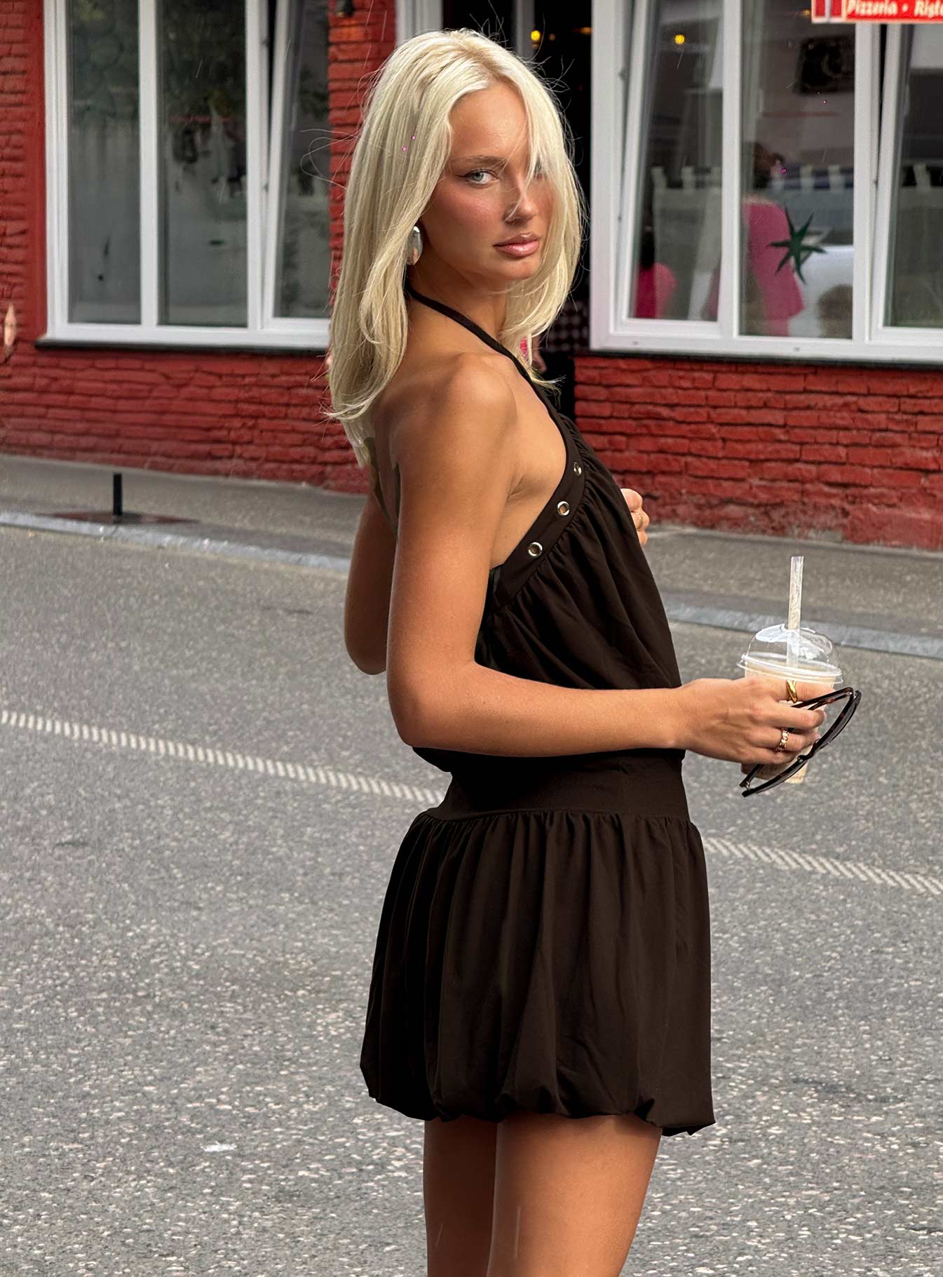 Sunnee Eyelet Detail Romper Brown - Image 9