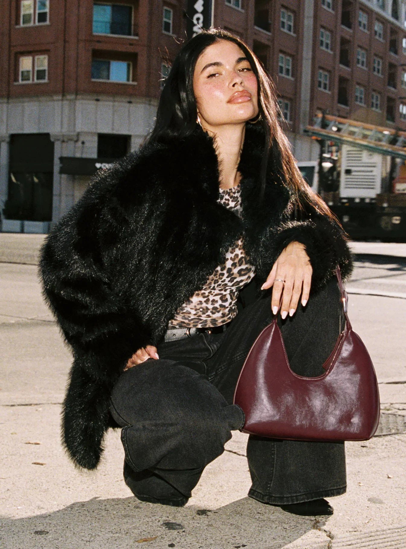 Super Trouper Faux Fur Jacket Black - Image 11
