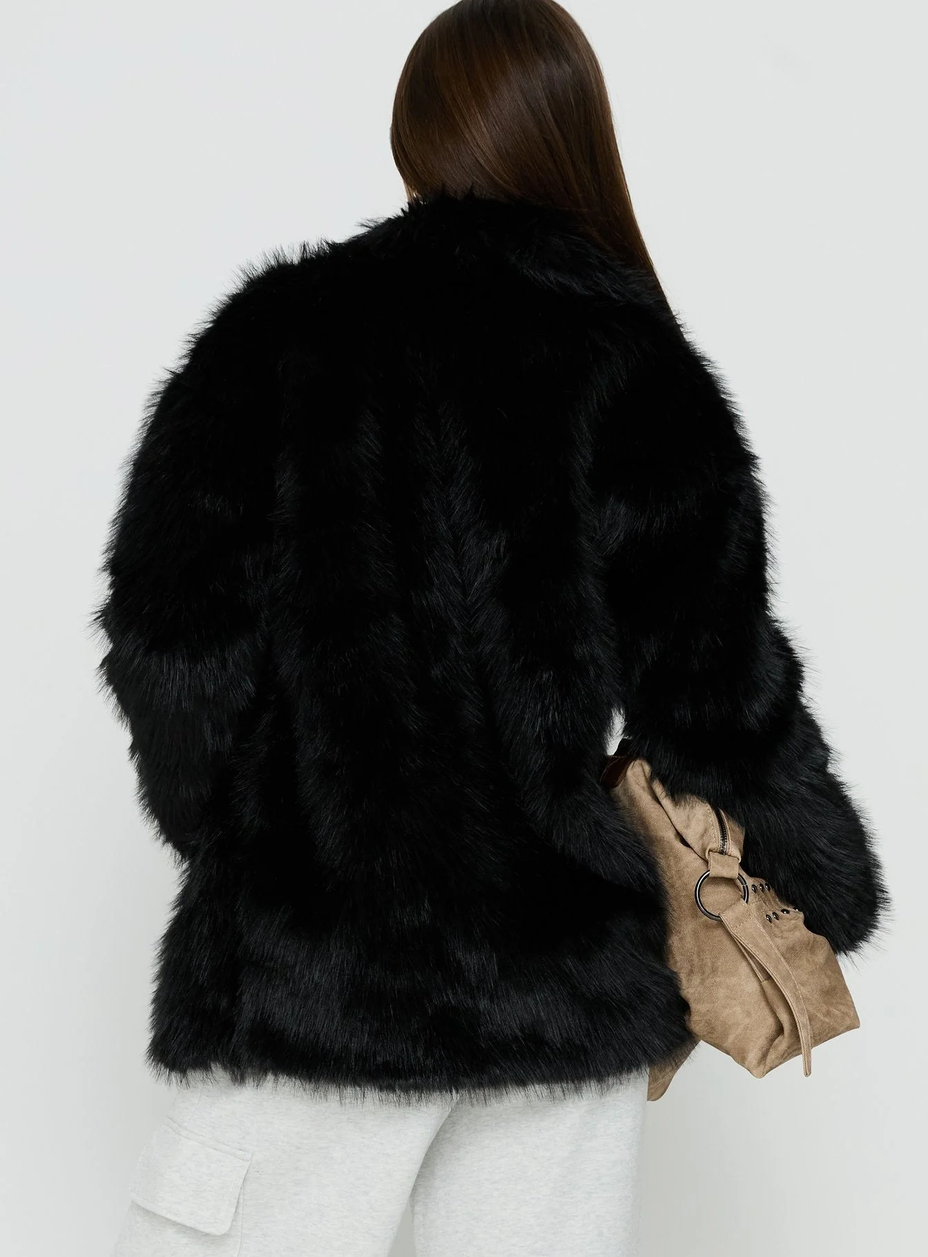 Super Trouper Faux Fur Jacket Black - Image 5