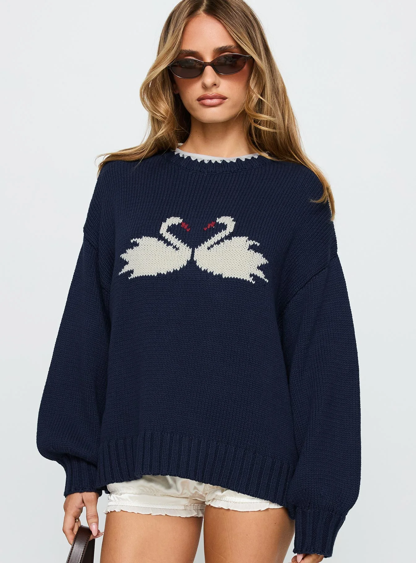Swan Lake Love Knit Jumper Navy - Image 2