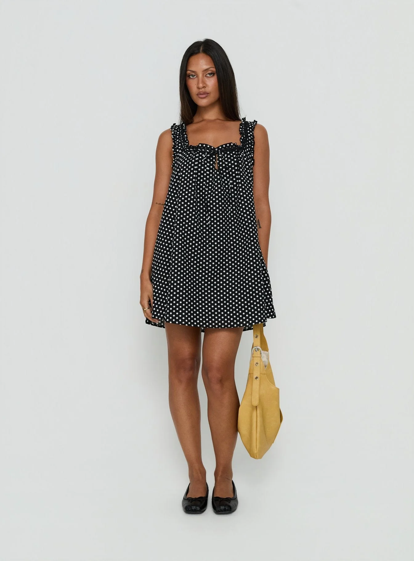 Swing Mini Dress Black Polka Dot - Image 2