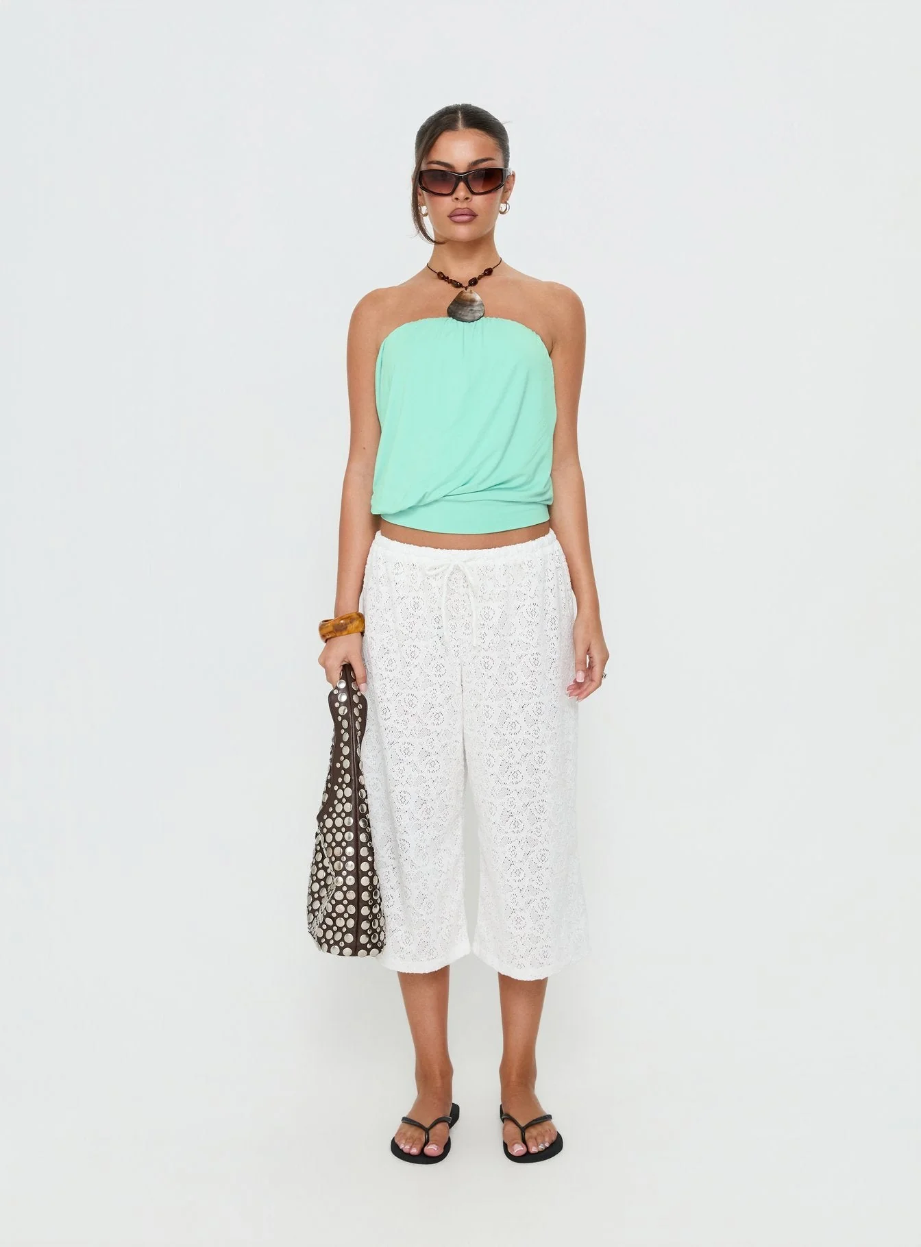 Taleisa Gathered Drape Strapless Top Aqua - Image 7