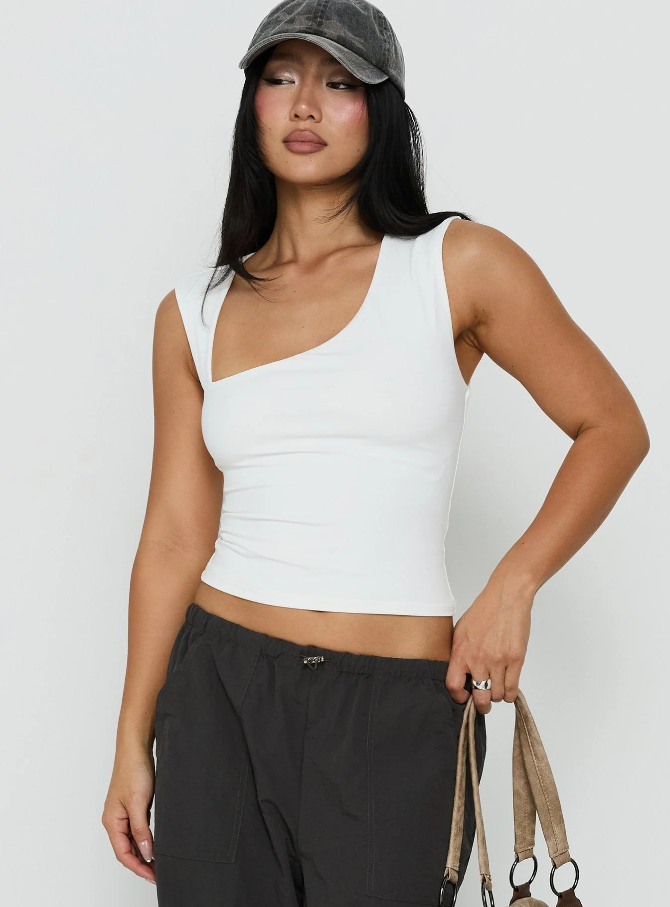 Tannen Cut Out Tank Top White - Image 2