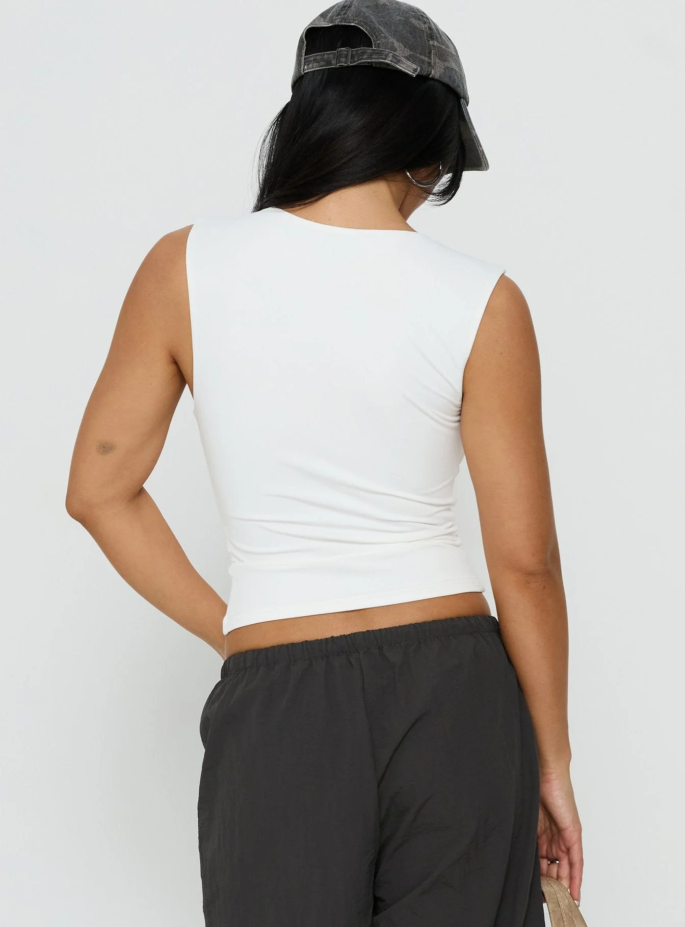 Tannen Cut Out Tank Top White - Image 5