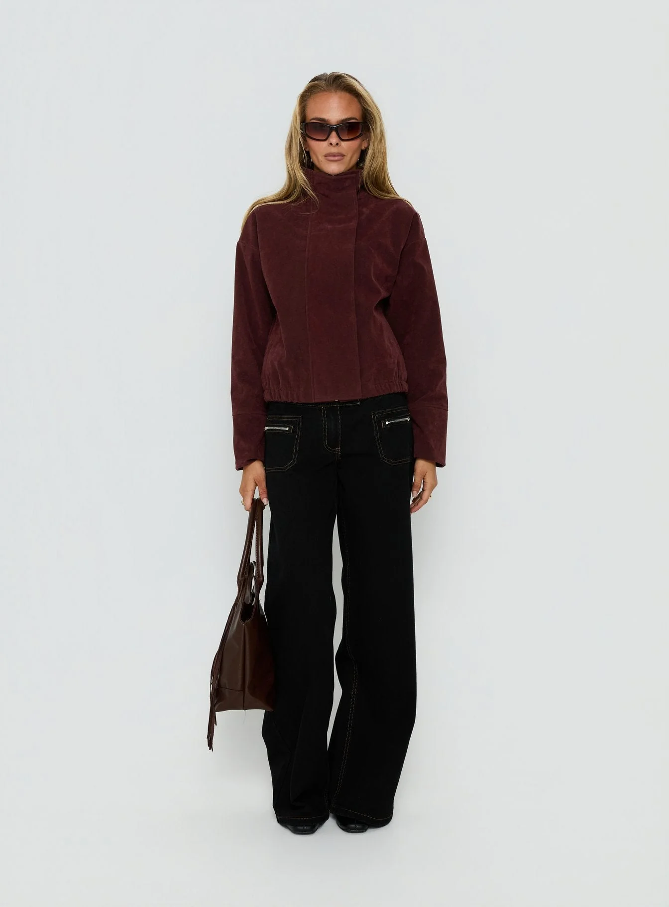 Tayne Funnel Neck Jacket Burgundy - Image 3