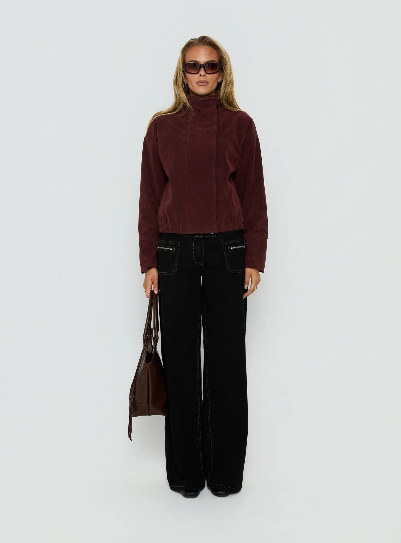 Tayne Funnel Neck Jacket Burgundy - Image 7