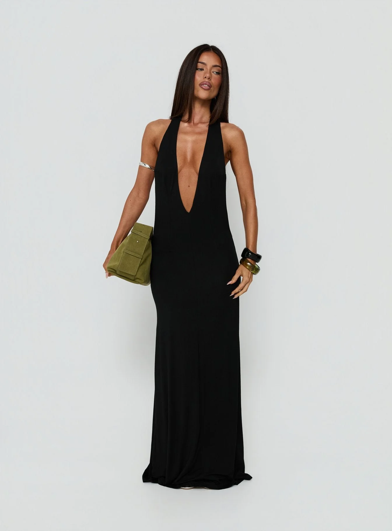 Think About Me Plunge Neck Racerback Maxi Dress Black - Image 2