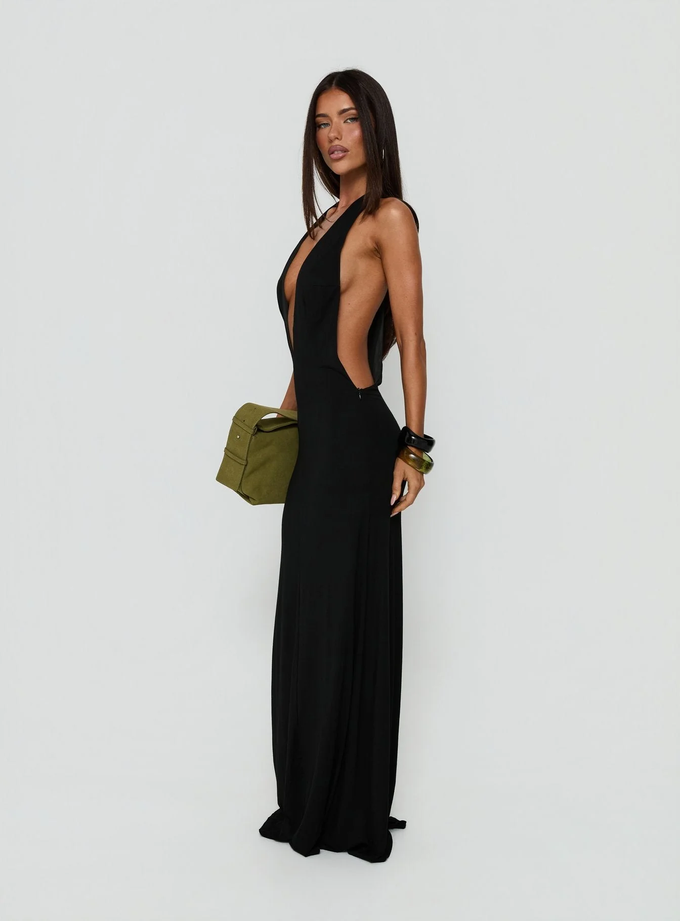 Think About Me Plunge Neck Racerback Maxi Dress Black - Image 4