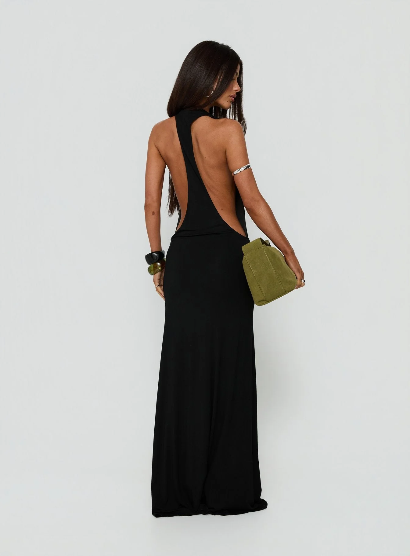 Think About Me Plunge Neck Racerback Maxi Dress Black - Image 5