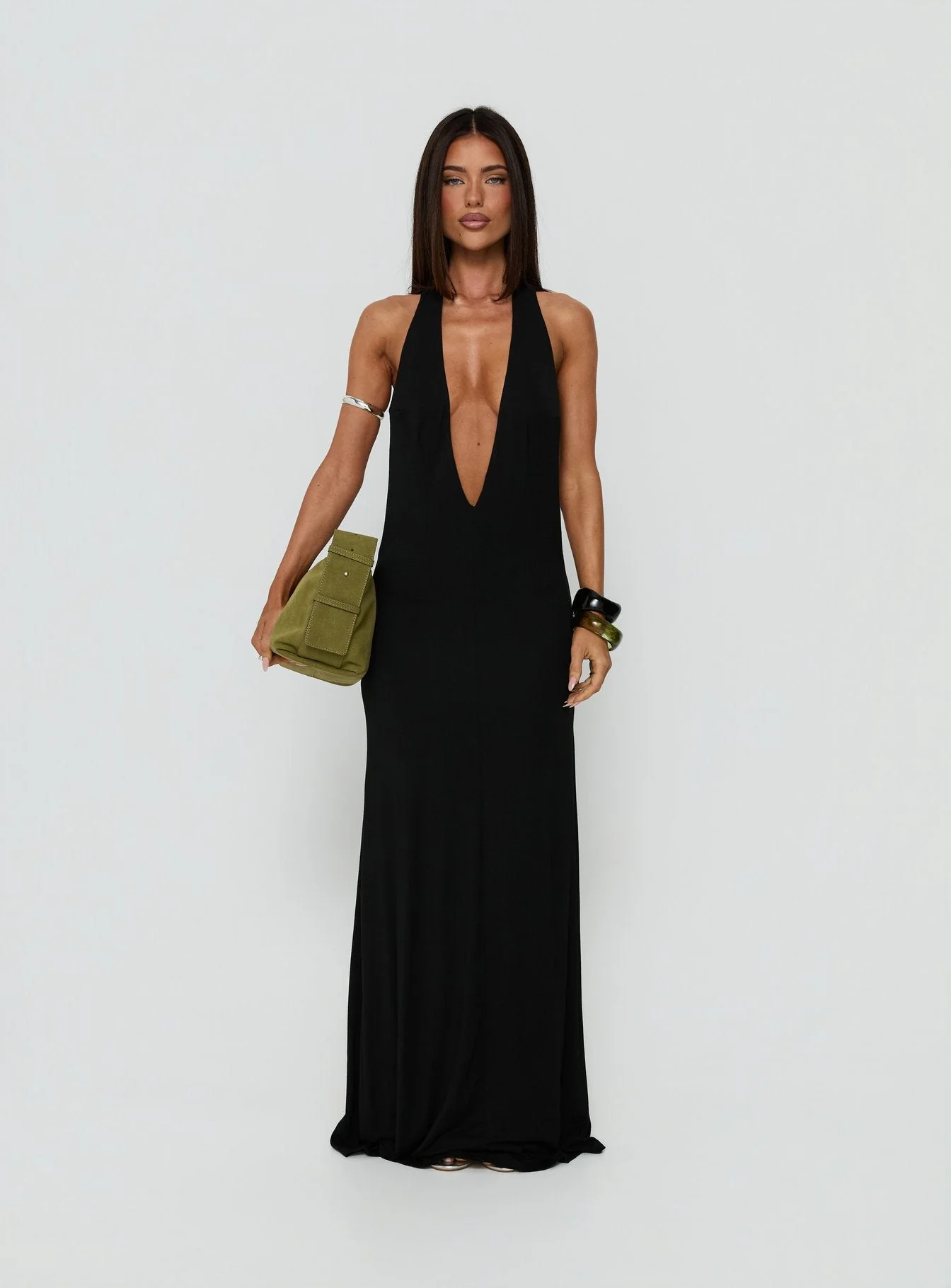 Think About Me Plunge Neck Racerback Maxi Dress Black - Image 8