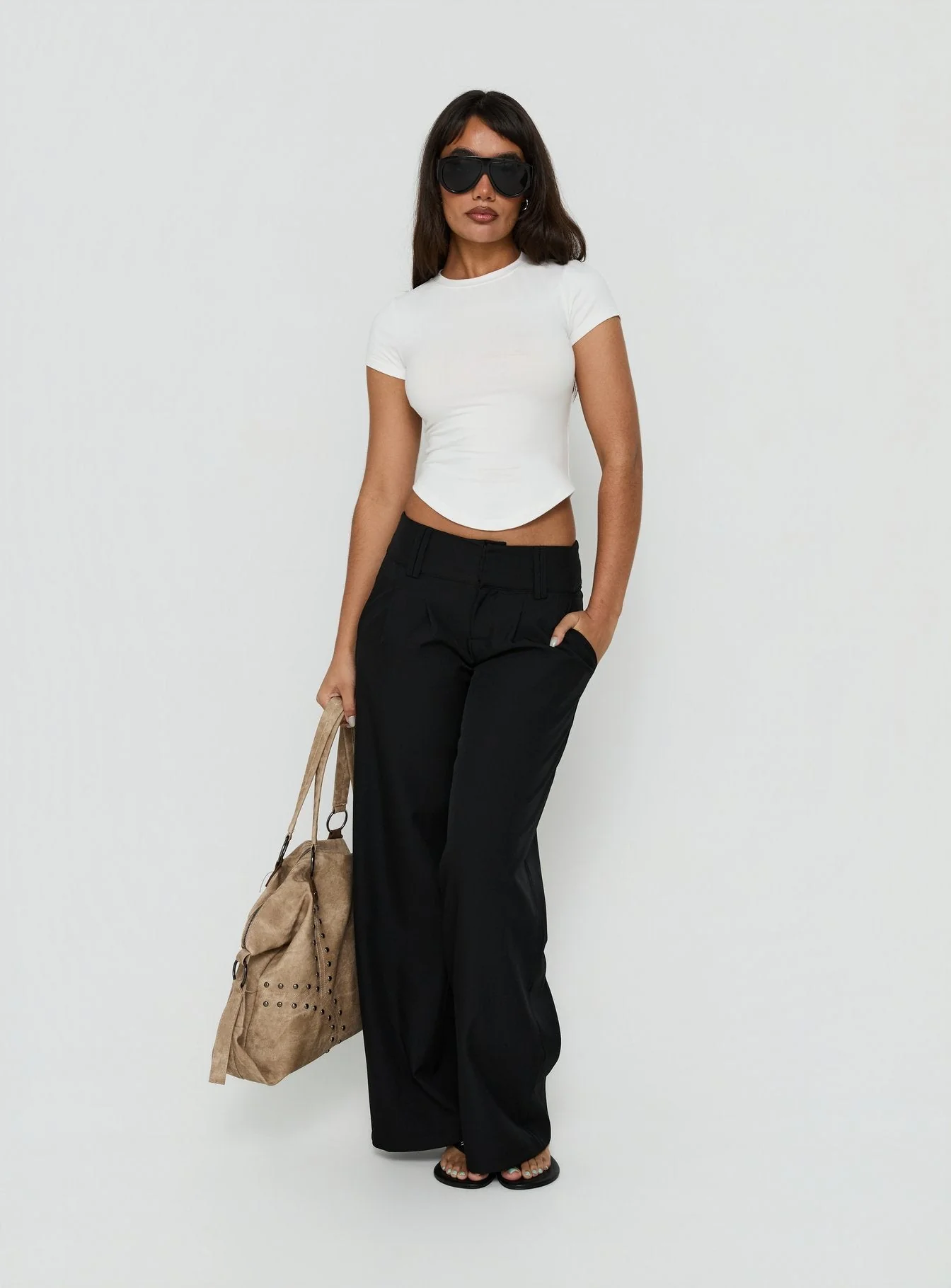 Valentinna Short Sleeve Curved Hem Top White - Image 3