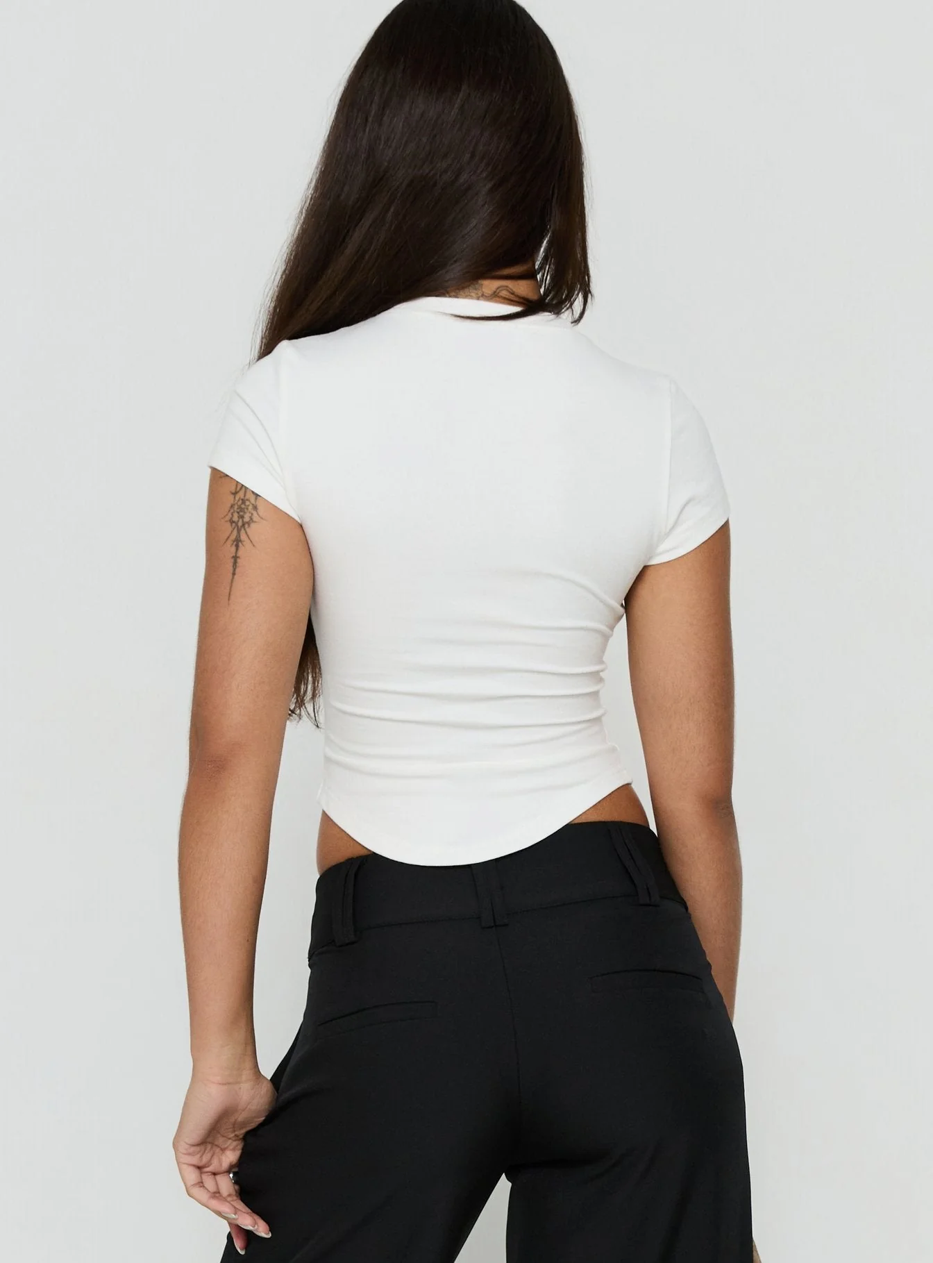 Valentinna Short Sleeve Curved Hem Top White - Image 5