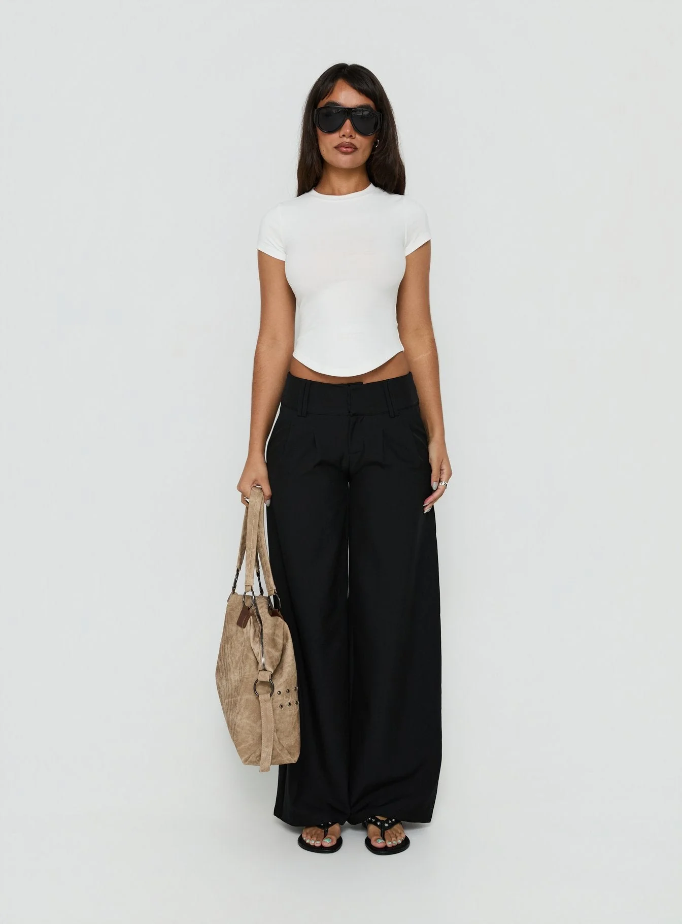 Valentinna Short Sleeve Curved Hem Top White - Image 7