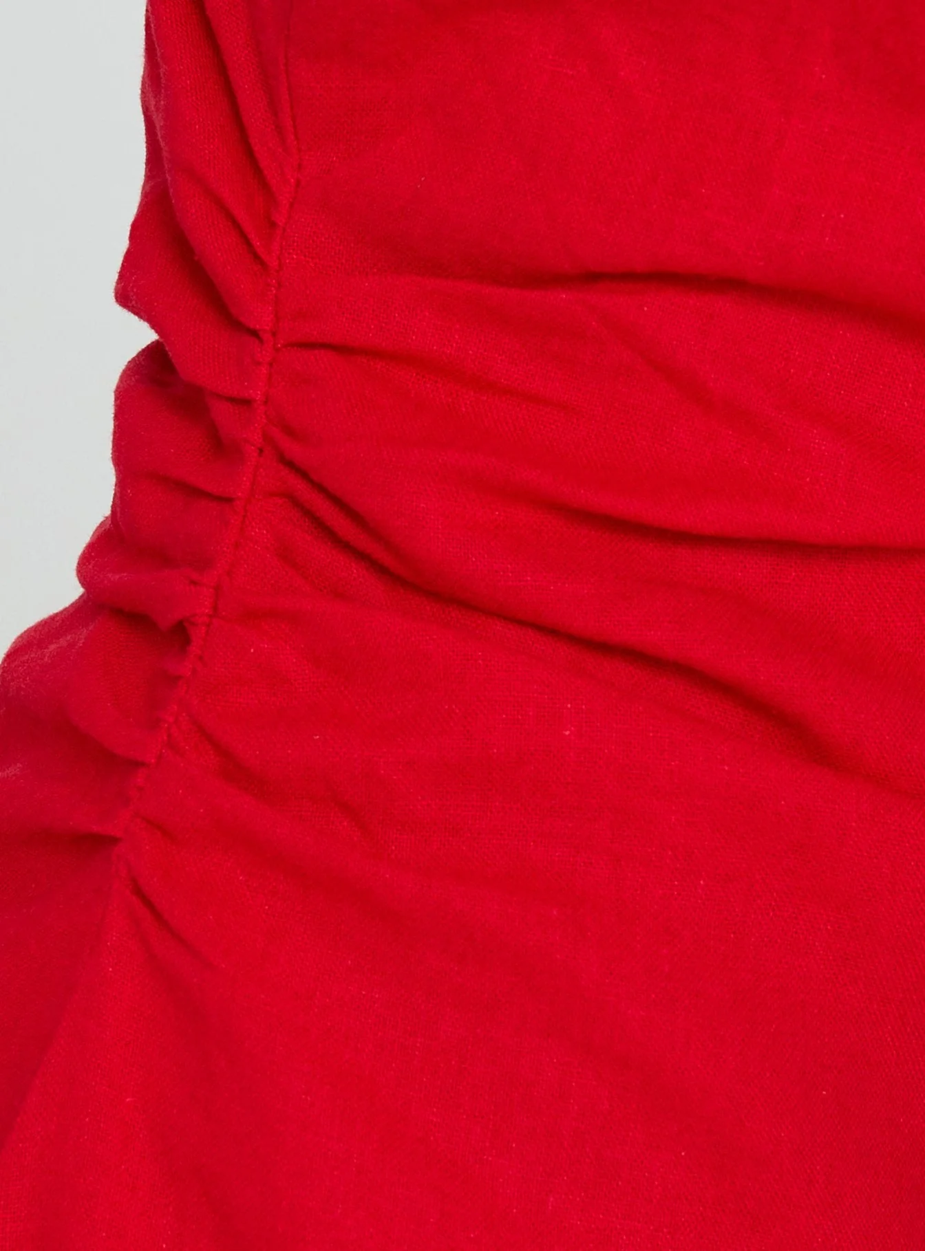 Veara Linen Low Back Tie Detail Romper Red - Image 6