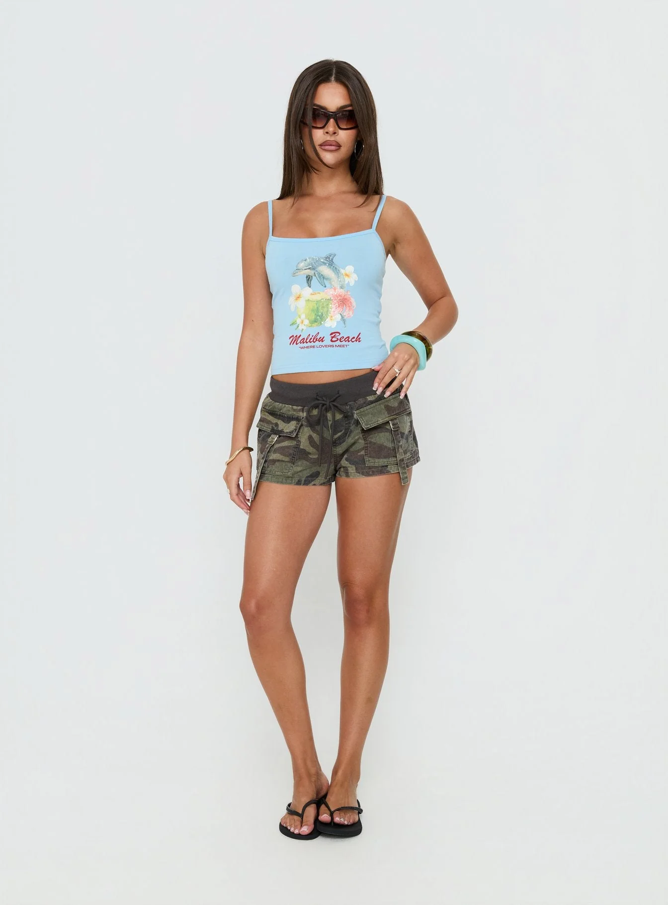 Where Lovers Meet Sequin Graphic Tank Top Blue - Image 2