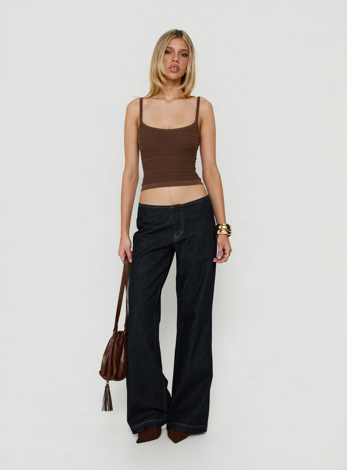 Wilah Knit Tank Top Brown - Image 3