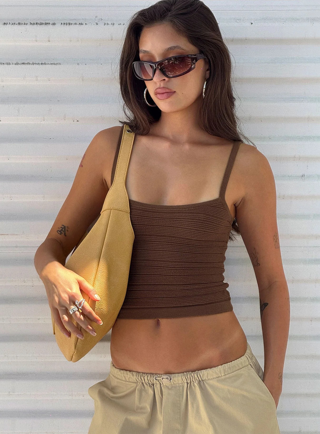 Wilah Knit Tank Top Brown - Image 9