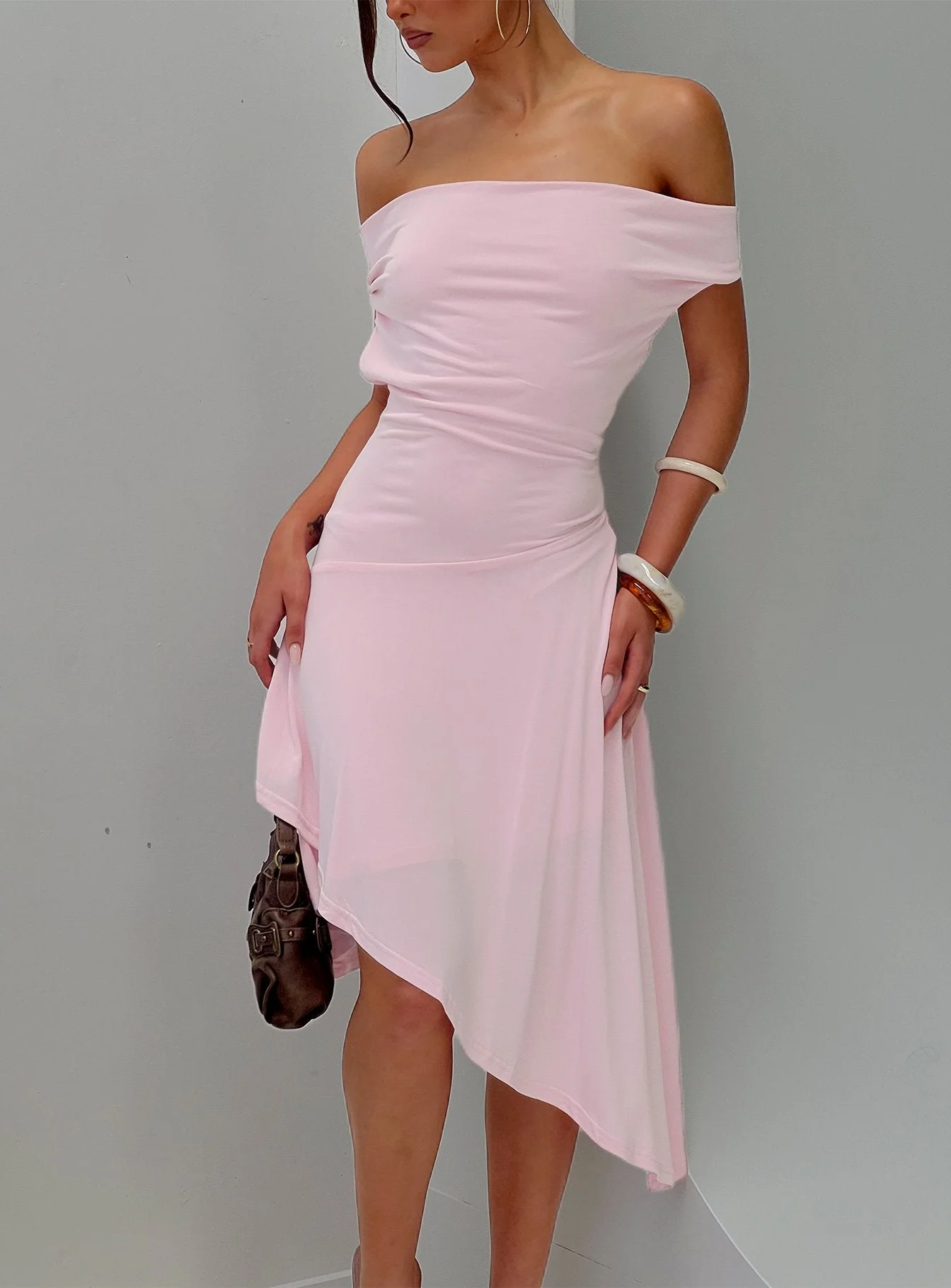 Yesina Halter Jersey Midi Dress Pink - Image 9