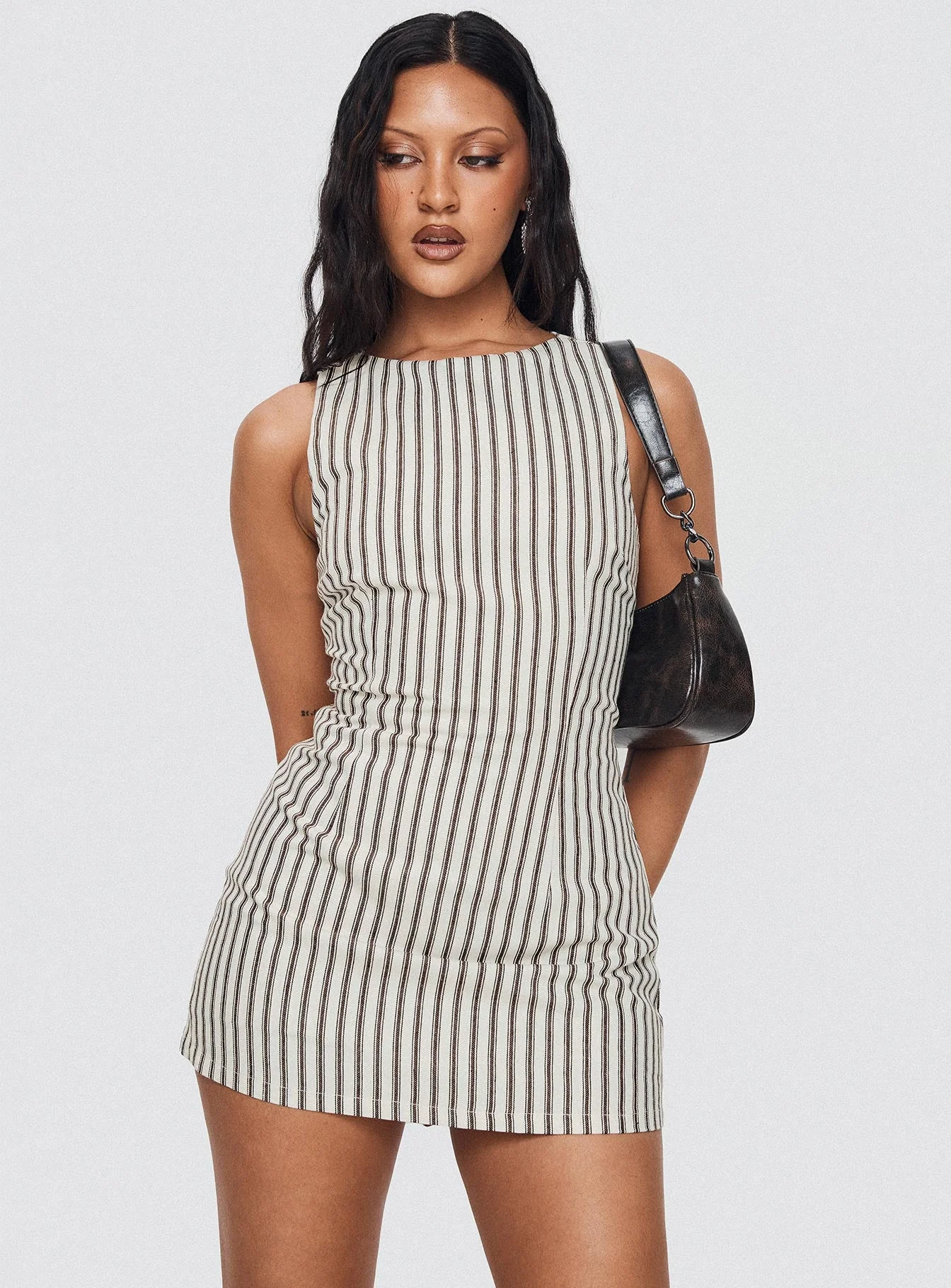 Yumiko Playsuit Brown Stripe Petite - Image 9