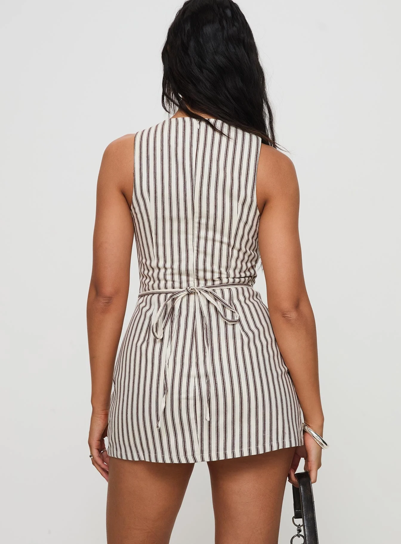 Yumiko Playsuit Brown Stripe Tall - Image 5