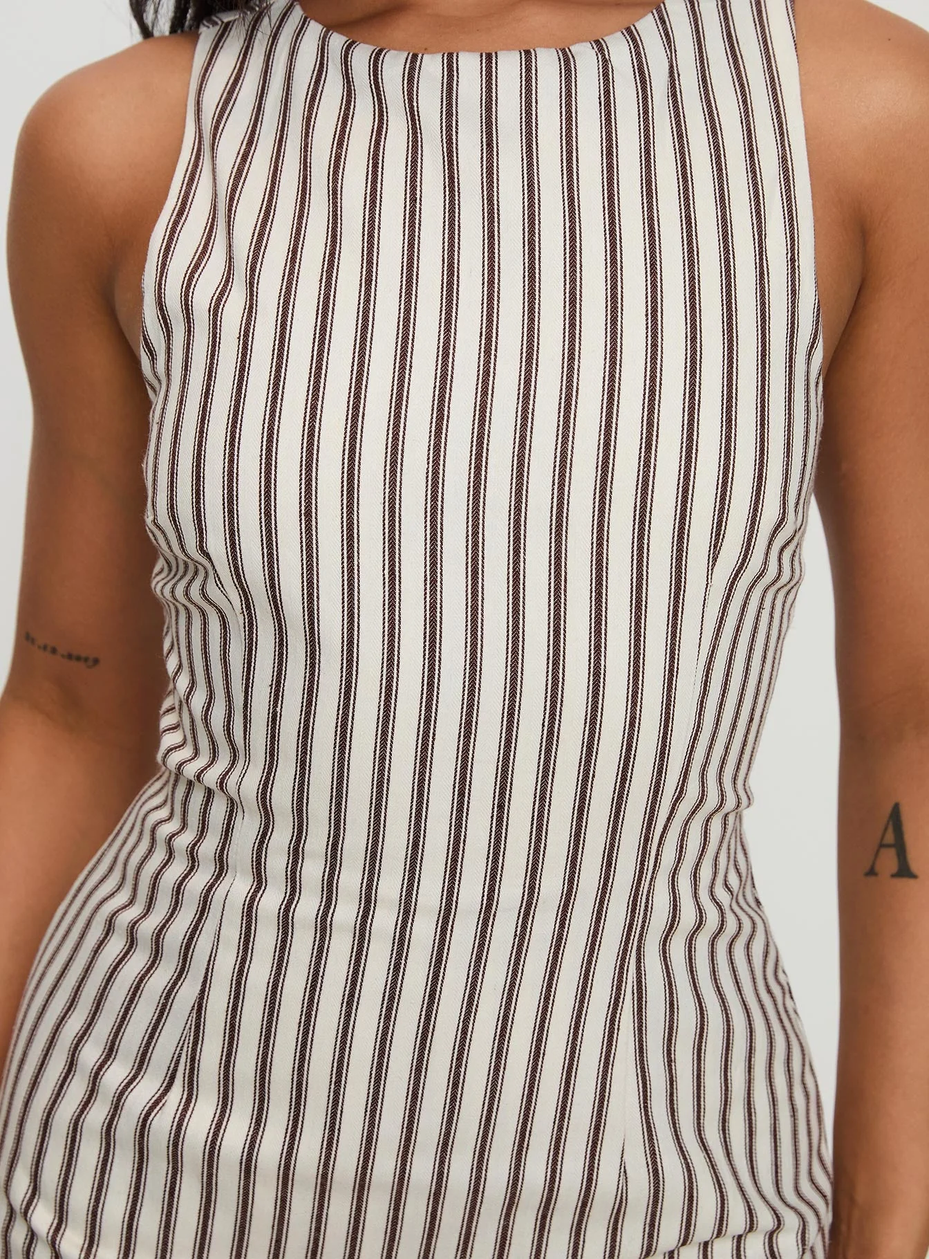 Yumiko Playsuit Brown Stripe Tall - Image 6