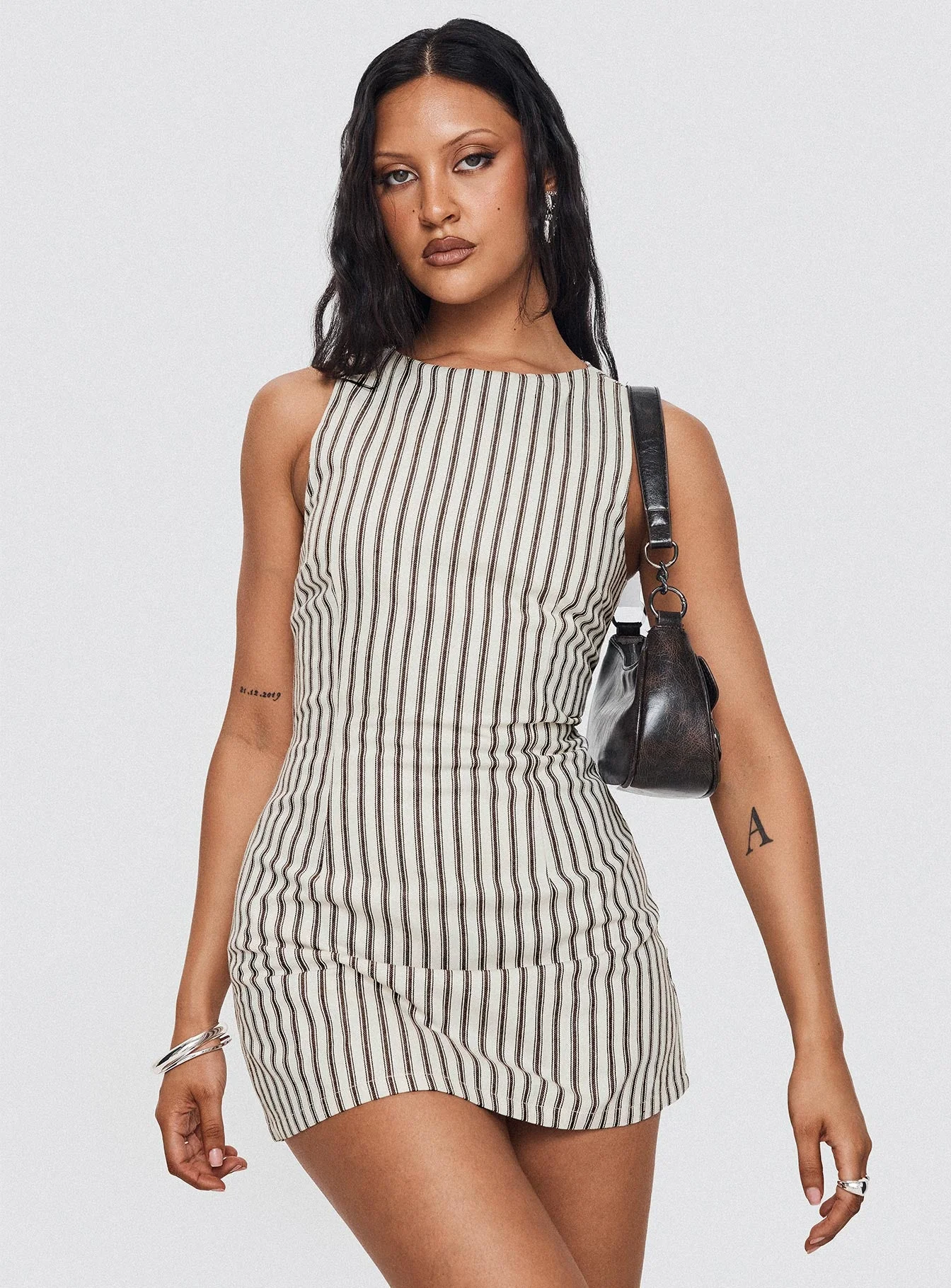 Yumiko Playsuit Brown Stripe Tall - Image 9