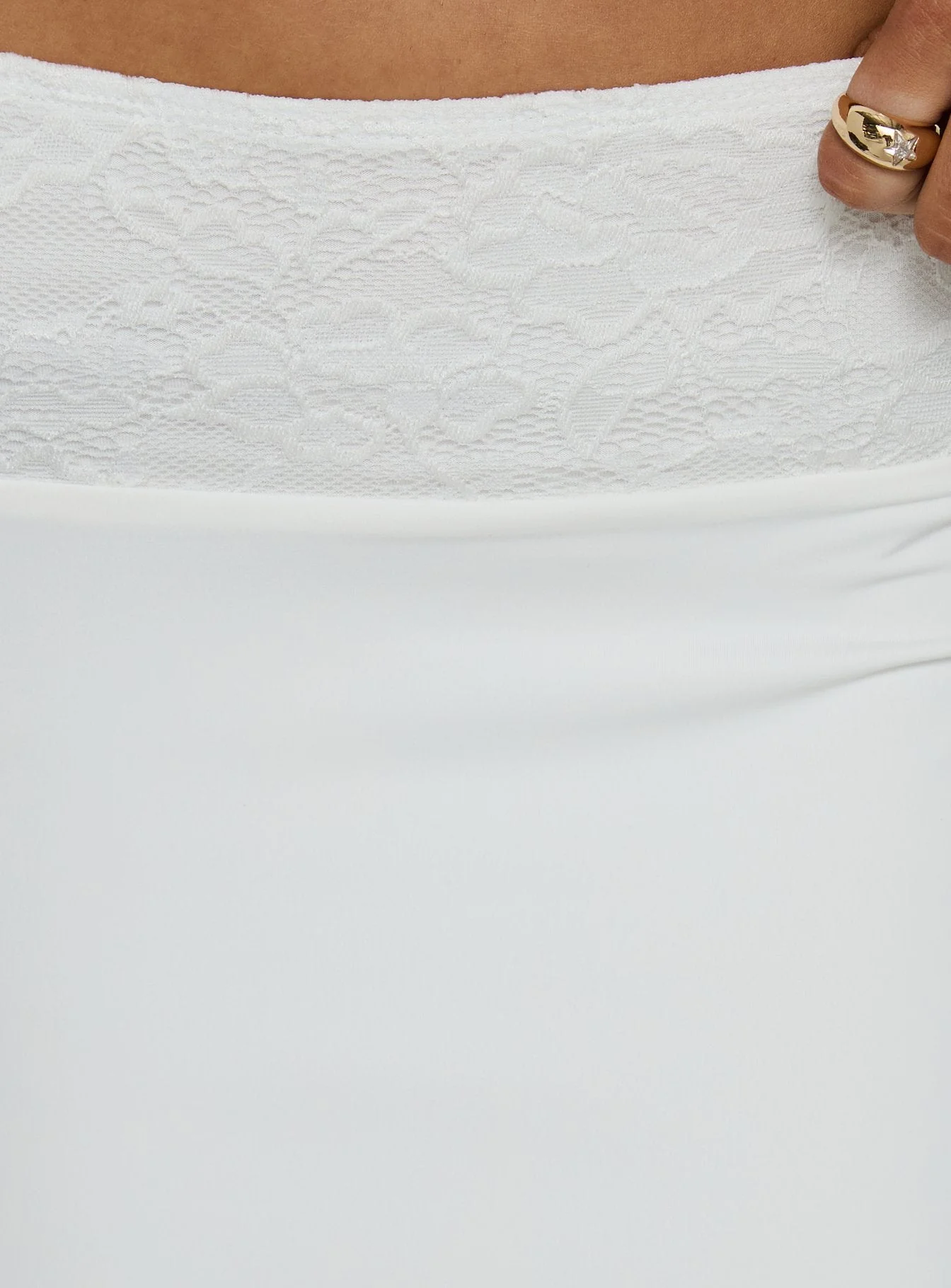 Zenaide Lace Detail Midi Skirt White - Image 6