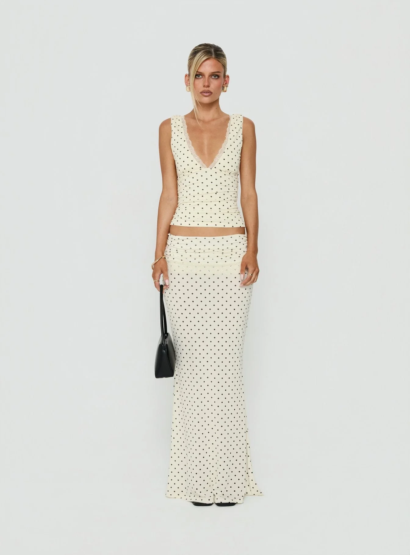Zespri Jersey Maxi Skirt Cream Polka Dot - Image 7