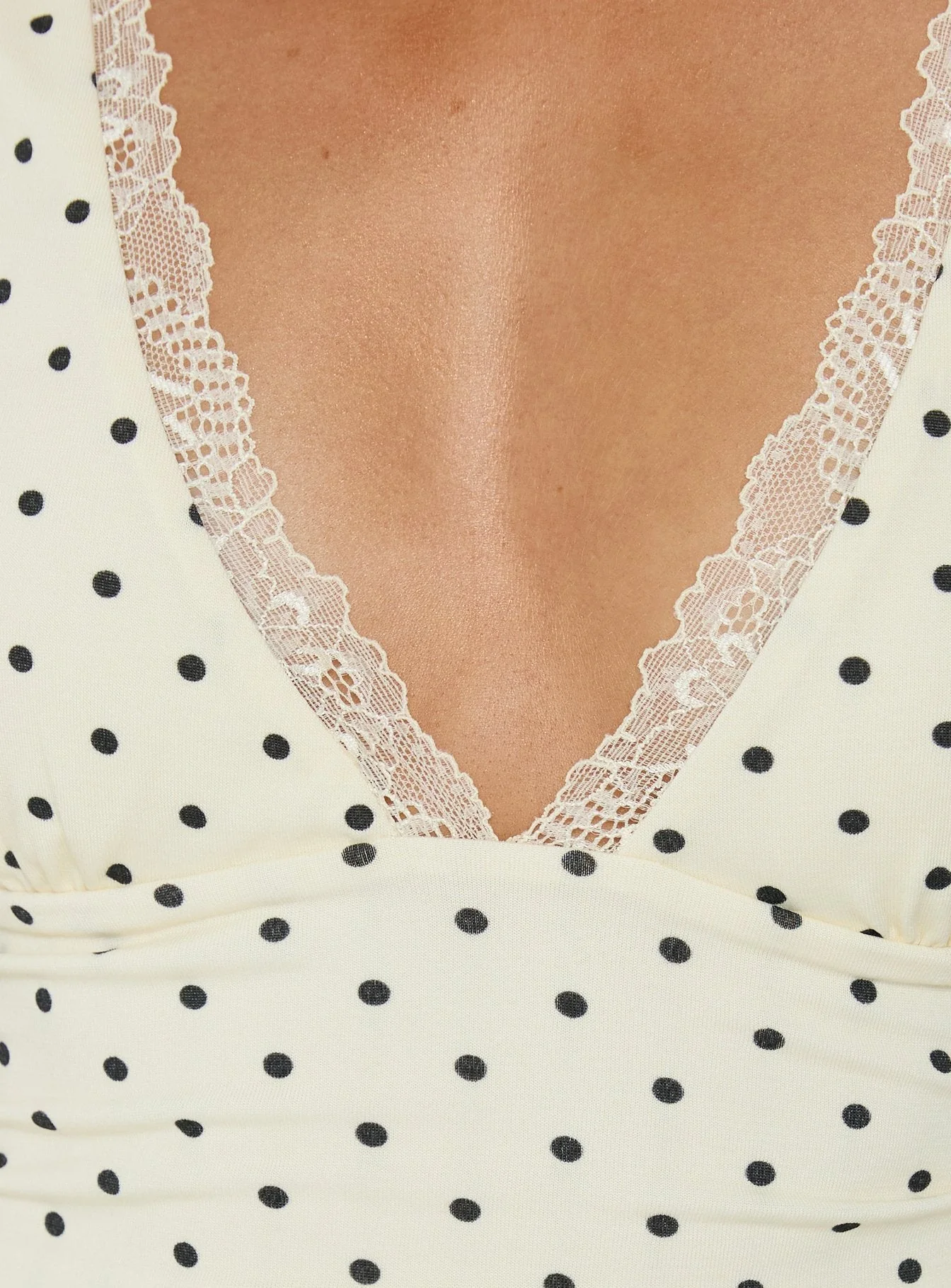 Zespri Lace Jersey Top Cream Polka Dot - Image 6